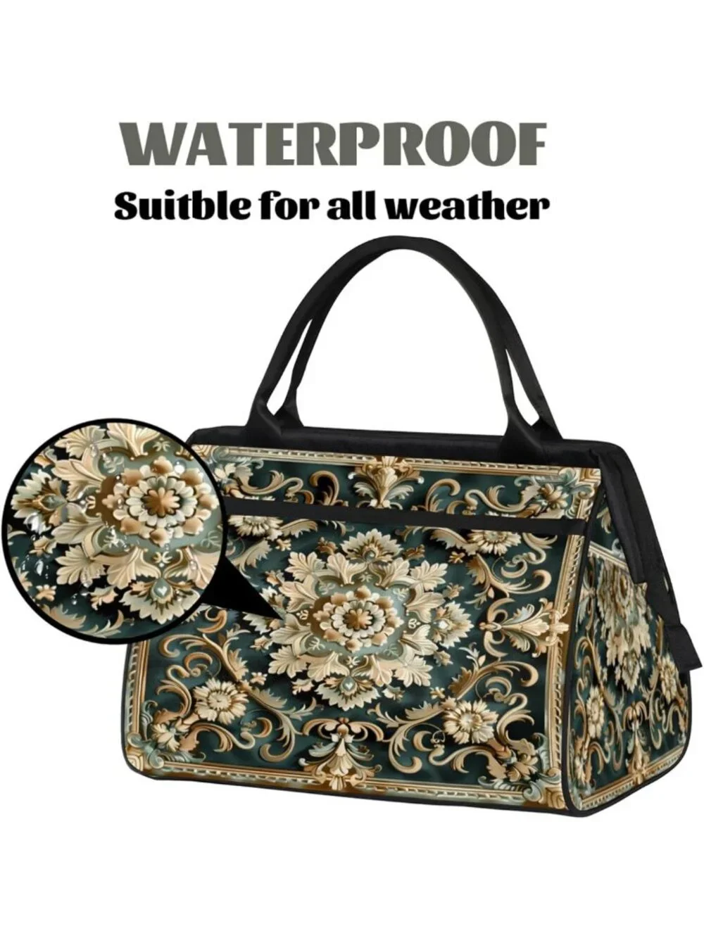 Vintage Waterproof Weekender Bag - Lightweight Travel Duffel for Gym, Yoga